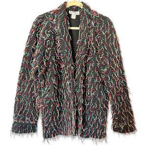 VINTAGE ICING Confetti Fringe Yarn Blazer Jacket